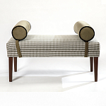 Банкетка Banquette PIED DE POULE с принтом гусиная лапка и бежевыми подлокотниками  варинант исполнения - 3 | Loft Concept в Казани