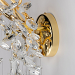 Бра золотого цвета с декоративными ветвями и прозрачными подвесками в форме листьев Droplet Chandelier варинант исполнения - 5 | Loft Concept в Казани