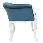 Кресло низкое в стиле прованс Louis French Armchair white and blue velour варинант исполнения - 1 | Loft Concept в Казани