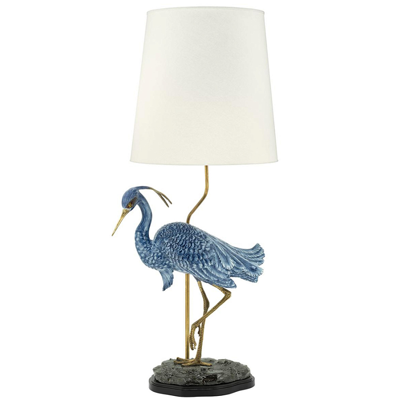 Настольная лампа ABHIKA LAMPTABLE HERON Голубой Золотой в Казани | Loft Concept 