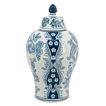 Ваза с крышкой и голубым цветочным рисунком на белом фоне Blue & White Ornament варинант исполнения - 2 | Loft Concept в Казани