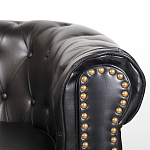 Диван кожаный двухместный на 4-х деревянных ножках из массива березы Logan Leather Seating black варинант исполнения - 5 | Loft Concept в Казани