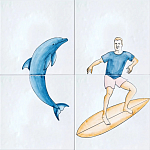 Плитка с узором Дельфин Серфингист варинант исполнения - 2 | Loft Concept в Казани