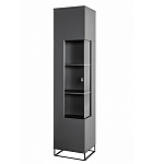 Шкаф-витрина цвета графит с полками и стеклянной дверью Strict Lines варинант исполнения - 1 | Loft Concept в Казани