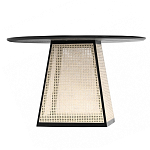 Обеденный стол с круглой чёрной столешницей и плетёным основанием Savanna Round Table варинант исполнения - 1 | Loft Concept в Казани