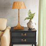 Настольная лампа со скошенным конусовидным абажуром и фигурной ножкой в цвете тик Accord Lighting варинант исполнения - 6 | Loft Concept в Казани