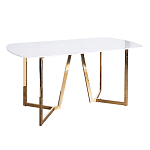 Стол обеденный белый с золотыми глянцевыми ножками Laconic White Table варинант исполнения - 1 | Loft Concept в Казани