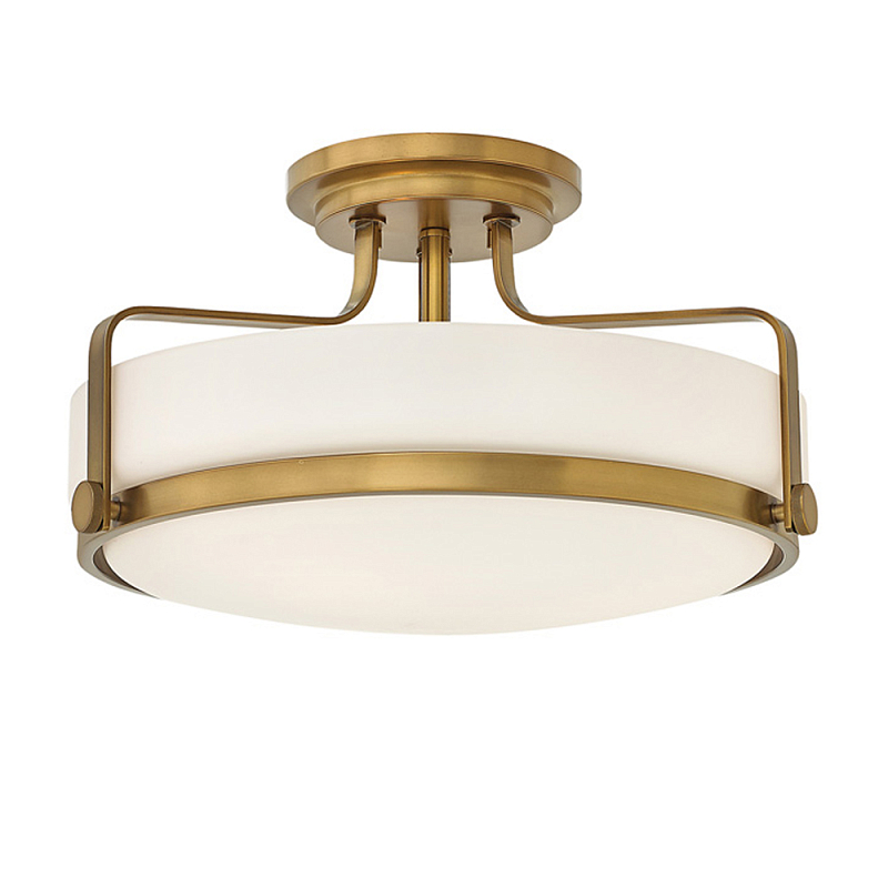 Потолочный светильник с круглым матовым белым плафоном Hinkley Латунь Белый Хром в Казани | Loft Concept 