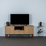 ТВ-тумба бежевая из массива бука с 2-мя дверками и ящиком Wenge Light варинант исполнения - 5 | Loft Concept в Казани