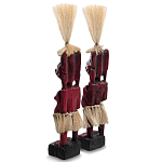 Комплект из 2-х деревянных статуэток Asmat Straw Headdress Statuettes Red Turquoise варинант исполнения - 2 | Loft Concept в Казани