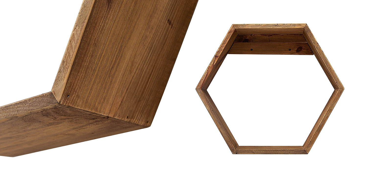 Деревянная полка в виде шестиугольника Wood Honeycomb Shelf Деревянная полка в виде шестиугольника Wood Honeycomb Shelf - Loft-Concept в Казани