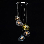 Люстра каскадная с 5-ю разноцветными стеклянными плафонами Kaleido варинант исполнения - 3 | Loft Concept в Казани