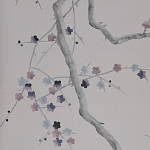 Обои ручная роспись Plum Blossom Special Colourway on Lilac Hint dyed silk варинант исполнения - 2 | Loft Concept в Казани