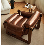 Кресло-диван кожаное на деревянном каркасе Medieval Furniture варинант исполнения - 1 | Loft Concept в Казани