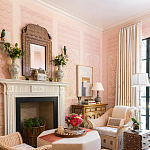 Обои ручная роспись Jharokha Arches Original colourway on pink painted Xuan paper варинант исполнения - 3 | Loft Concept в Казани