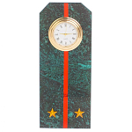 Часы погон ВС подарочные настольные из натурального камня Змеевик Military Clock варинант исполнения - 16 | Loft Concept в Казани