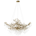 Подвесная люстра в виде ветвей деревьев золотого цвета с прозрачными подвесками-каплями 10 и 14 ламп Droplet Chandelier варинант исполнения - 1 | Loft Concept в Казани