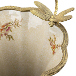 Ваза голубого цвета из фарфора с цветочным рисунком и бронзовой стрекозой Blue Garden варинант исполнения - 1 | Loft Concept в Казани