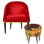 Кресло из натурального бука красное с цветным принтом Impressionism in Art варинант исполнения - 2 | Loft Concept в Казани