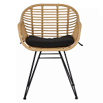Стул с ротанговым плетением Wicker Half Chair с подлокотниками варинант исполнения - 1 | Loft Concept в Казани