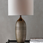 Настольная лампа керамическая с тканевым цилиндрическим абажуром Bullet варинант исполнения - 3 | Loft Concept в Казани