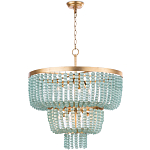 Круглая трехъярусная люстра с подвесками в виде круглых стеклянных бусин Blue Beads Chandelier варинант исполнения - 1 | Loft Concept в Казани