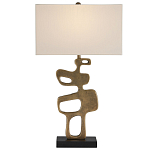 Настольная лампа с фигурным каркасом и прямоугольным тканевым абажуром Brutalist Profile варинант исполнения - 3 | Loft Concept в Казани