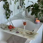 Поднос для ванны из эпоксидной смолы с цветами белая Epoxy Resin Flowers Bath Tray White варинант исполнения - 2 | Loft Concept в Казани