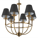 Люстра на металлическом основании бронзового цвета с 6-ю черными конусовидными абажурами Dignity варинант исполнения - 8 | Loft Concept в Казани