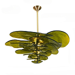 Люстра из оливкового стекла в форме листьев лотоса Glass Pink Sculpture варинант исполнения - 5 | Loft Concept в Казани
