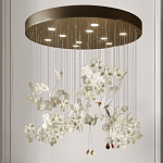Люстра каскадная с белыми цветами и птицами Takeoff варинант исполнения - 2 | Loft Concept в Казани