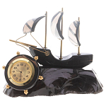 Часы настольные в виде парусника из натурального камня Обсидиан Sailboat Stone Clock варинант исполнения - 4 | Loft Concept в Казани