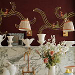 Обои с вышивкой ручной работы Fyodor Original colourway on Merlot linen варинант исполнения - 4 | Loft Concept в Казани