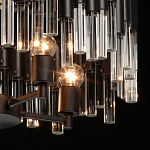 Люстра круглая из матового черного металла с подвесками из прозрачных стеклянных трубок Noir Tubes варинант исполнения - 6 | Loft Concept в Казани