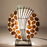 Настольная лампа из перламутра и дерева на подставке Indonesian Shell варинант исполнения - 4 | Loft Concept в Казани