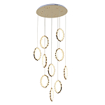 Потолочная люстра каскадная светодиодная с золотистым каркасом Ring of Fire варинант исполнения - 1 | Loft Concept в Казани