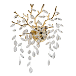 Бра золотого цвета с декоративными ветвями и прозрачными подвесками в форме листьев Droplet Chandelier варинант исполнения - 1 | Loft Concept в Казани