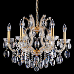 Люстра подвесная с 6-ю лампочками и прозрачными хрустальными подвесками на основании золотого цвета Crystal lamps варинант исполнения - 2 | Loft Concept в Казани