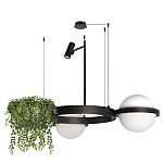 Подвесной светильник с 2-мя шарообразными плафонами и цилиндрическим спотом Light of Еyes варинант исполнения - 2 | Loft Concept в Казани