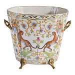 Кашпо с растительным и животным орнаментом на бронзовых ножках Turquoise Blooming Garden варинант исполнения - 1 | Loft Concept в Казани