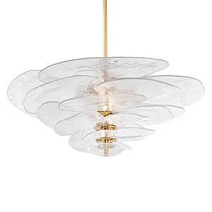 Люстра из прозрачного стекла в форме листьев лотоса Glass Pink Sculpture