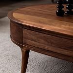 Кофейный стол овальный из дерева с 2-мя ящиками Coffee Walnut Table варинант исполнения - 5 | Loft Concept в Казани