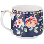 Кружка фарфоровая синяя с цветочным принтом 470 мл Flower Porcelain Collection варинант исполнения - 1 | Loft Concept в Казани
