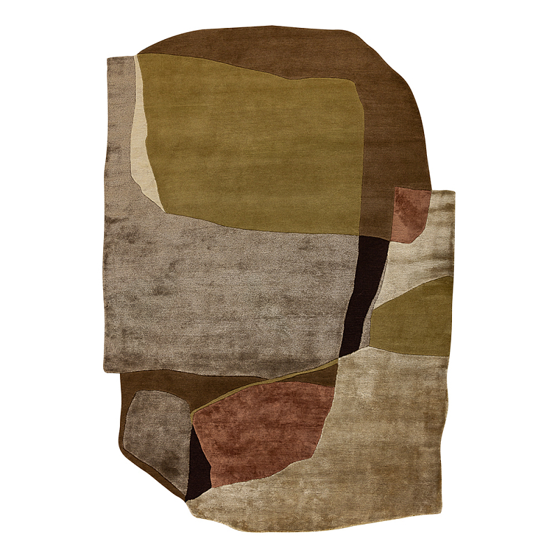 Ковер шелк Manhattan Wool Silk Carpet I Бежевый Коричневый Оливковый в Казани | Loft Concept 