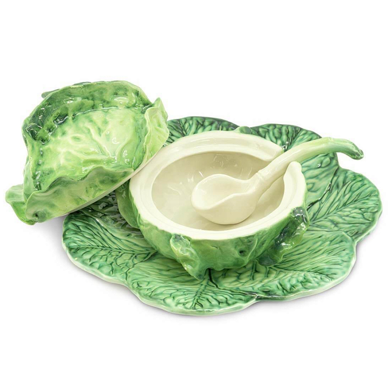 Супница SOUP BOWL CABBAGE W/PLATE  D20 Зеленый в Казани | Loft Concept 