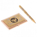 Набор из ручки шариковой металлической и карманной визитницы с гравировкой Герба России Metal Pens варинант исполнения - 1 | Loft Concept в Казани