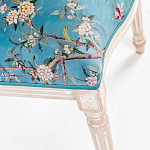 Стул из массива бука бирюзовый с изображением птиц и цветов Turquoise Beige Chinoiserie Peach Garden Chair варинант исполнения - 5 | Loft Concept в Казани