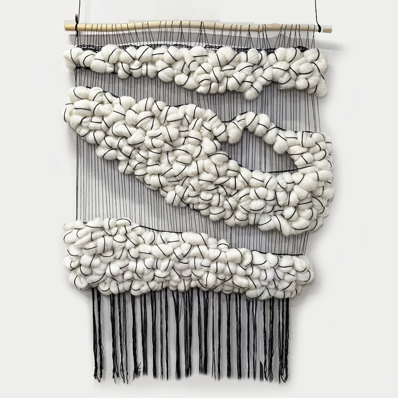 Гобелен из шерсти Облака черные нити Черный в Казани | Loft Concept 