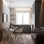 Серый матовый кухонный гарнитур с фасадом под дерево Vincens Kitchen Set варинант исполнения - 2 | Loft Concept в Казани