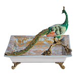Блюдо квадратное с павлином на бронзовых ножках Eden Garden варинант исполнения - 3 | Loft Concept в Казани